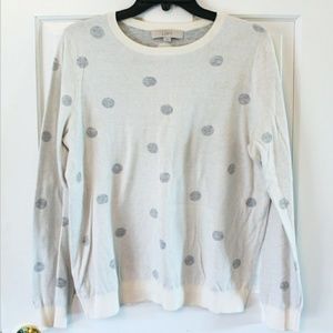 Loft White and Gray polka dot sweater